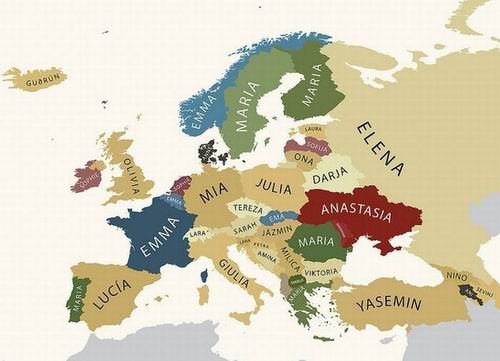 Популярные имена в Европе по версии Facebook
