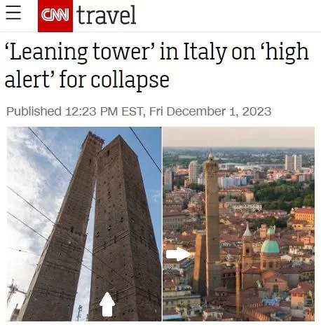 В Болонье вот-вот упадет башня, простоявшая более 900 лет